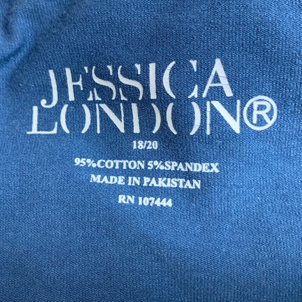 SOLD Jessica London Blue Square Neck  T Shirt - Picture 4 of 5